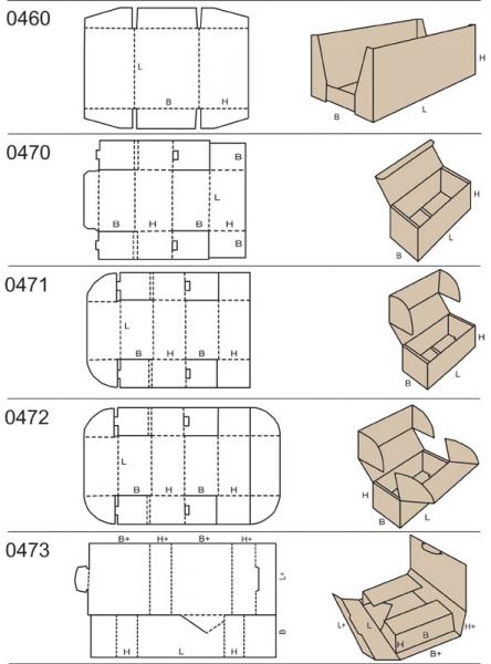 Pudełka składane: 460,470,471,472,473