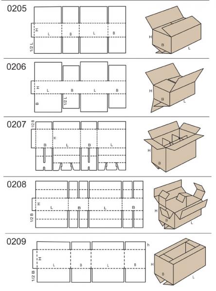 Kartony klapowe: 205,206,207,208,209