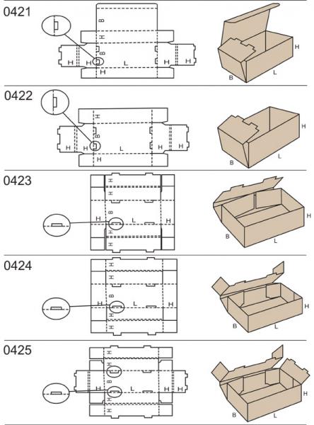 Pudełka składane: 421,422,423,424,425